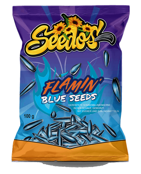 Seedos Flamin Blue, pražená slunečnicová semínka ve slupce s pálivou příchutí